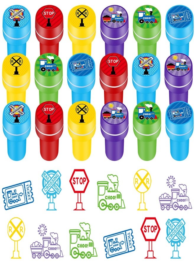 PerKoop 60 Pieces Train Party Favors Stampers for Kids Train Birthday Party Supplies Goody Bag Stuffer Filler Carnival Rewards Toddler Friends Theme Favors Decorations Class Prizes - Image 1